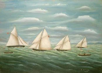 Regatta utenfor Long Sand Lightship, Primitive School, 1800-tallet